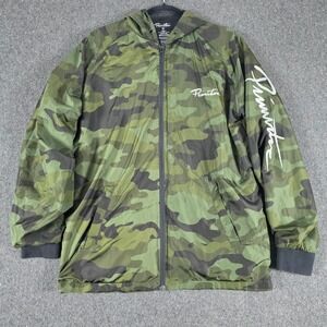 Primitive Windbreaker Jacket Mens Medium Green Camo Full Zip‎ Hooded Script Logo